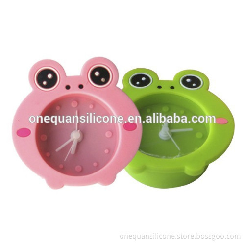 Cute frog design silicone mini clock for kids alarm clock